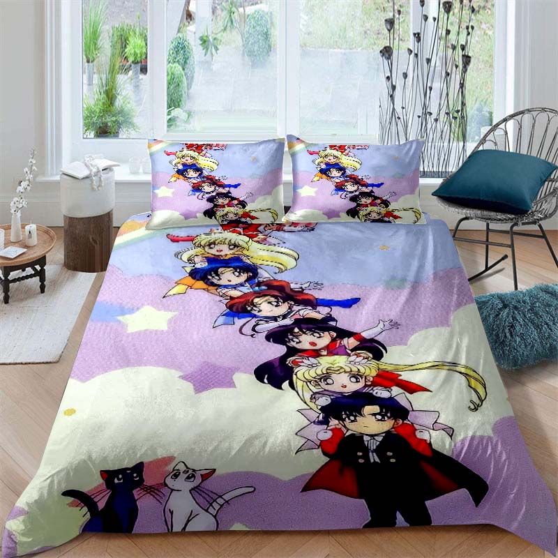 Nuovo Set Biancheria da Letto Deluxe a Tre Pezzi del Cartone Animato Sailor Moon 2026, Include Biancheria da Letto Matrimoniale e King Size, Regalo Perfetto per le Feste