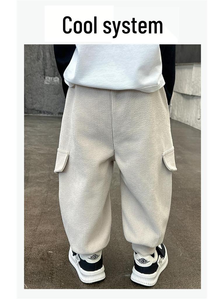 Boys' Cargo Trousers - Spring & Autumn 2025, Casual Korean Style for Small & Medium Children