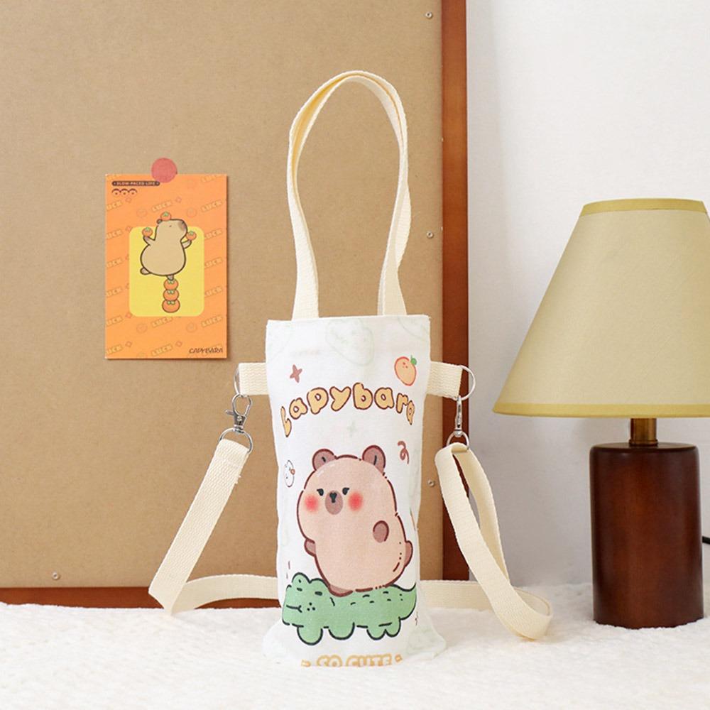 

Canvas Water Cup Sleeve Capybara Insulating Water Bottle Cover Cute Protective Cover Water Cup Type A