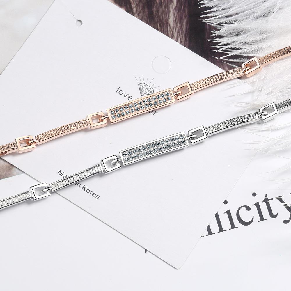 Lindon braccialetto semplice da donna in cristallo artificiale argentato