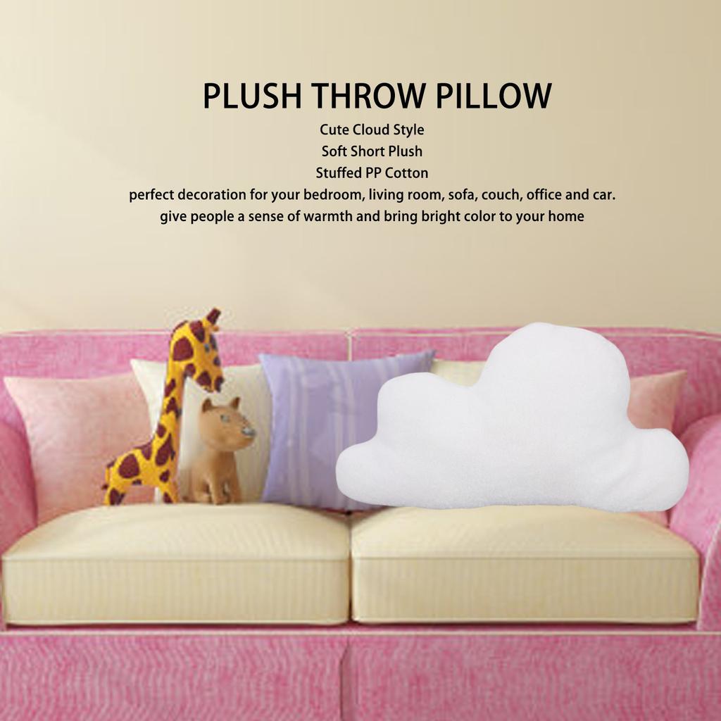 Cloud Throw Pillow Cute White 15In Long Short Plush Stuffed Pp Cotton Couch Pillow For Family Office Cafe
