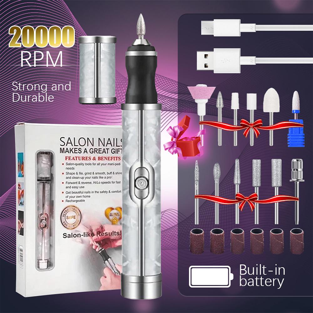 

LINMANDA Rechargeable Electric Nail File 4 Speed Adjustment Multifunctional Grinding Head Nails Grinding Polishing Dead Skin USB