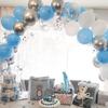 12inch-50pcs blue silver and white latex balloon set with confetti, suitable for weddings, birthdays, pop parties