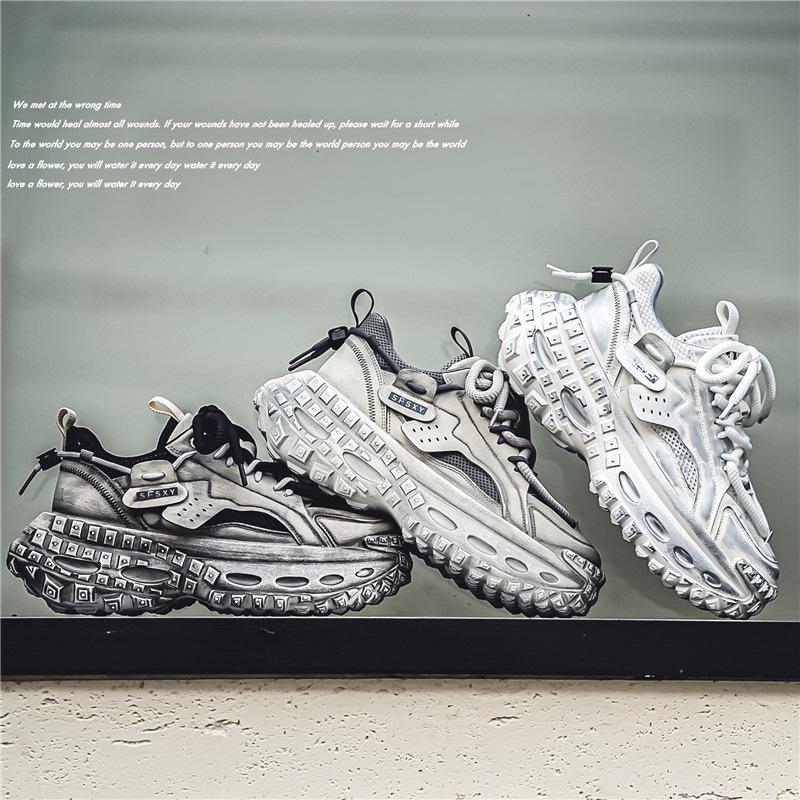 2025 Four-season Men's Platform Dad Shoes, Adolescent Student Casual Sports Shoes, Hong Kong Style Live Broadcast Niche Men's Shoes