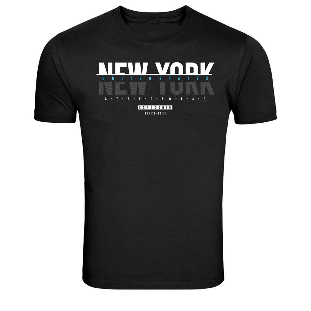 New York United States Streetwear Core Denim Graphic T-Shirt