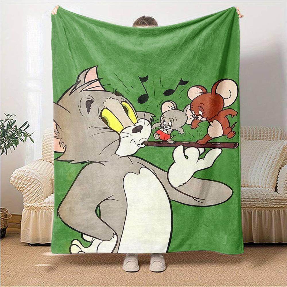 1pc Tom and Jerry Flannel Blanket Soft Warm Throw for Home, Office, Travel, All-Season Cozy Bedding GiftL1103