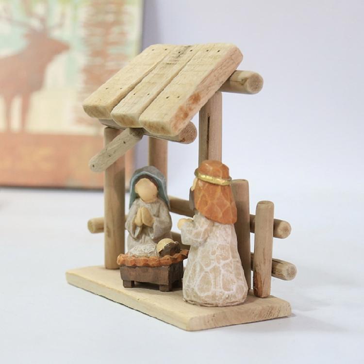 Christ Nativity Statue Scene Baby Jesus Manger Catholic Church Decoration