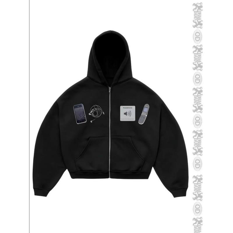 Y2K Vintage Print Rits Hoodie Dames Streetwear Casual Gothic Sweatshirt