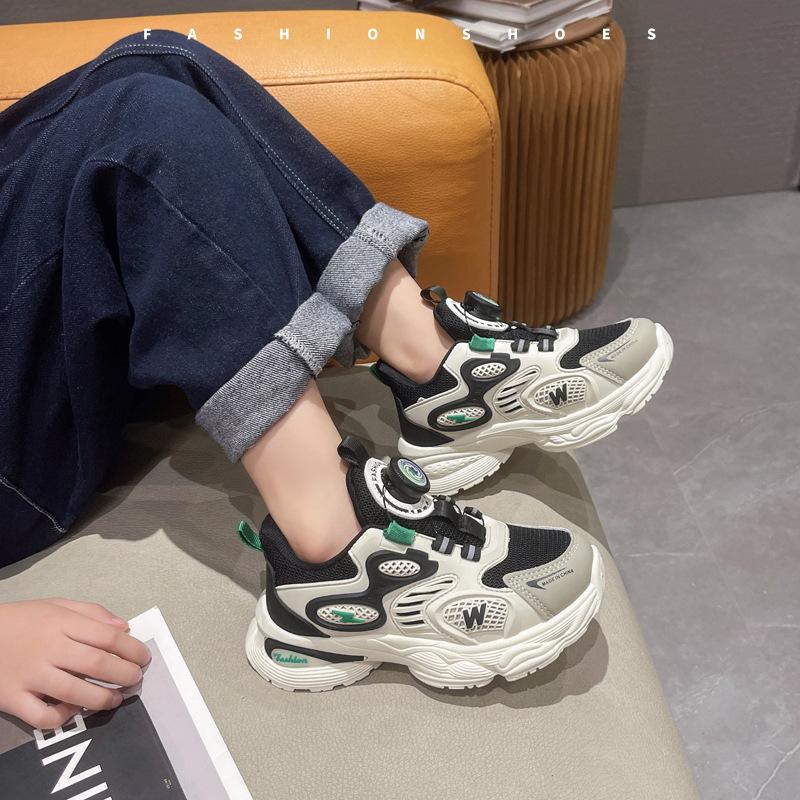 Children's Soft-soled Sports Shoes Girls' Fashionable Dad Shoes Double Mesh Running Shoes Student Casual Shoes