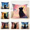Fashion Casual Starry Sky Art cats Cozy Cushion Cover Linen Pillowcase Soft  for Sofa Bed Home Room Decor