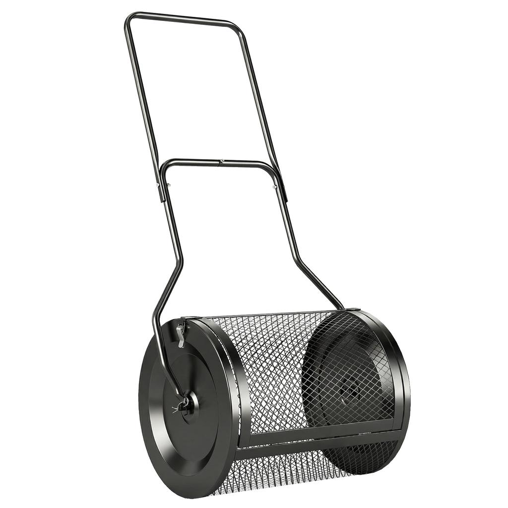 Compost Spreader, 20" Peat Moss Spreader with Detachable U-Shaped Handle and Metal Mesh Basket