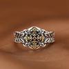 Adjustable Open Ring Men Women Vintage Cross Flower Design Retro Geometric Finger Plated