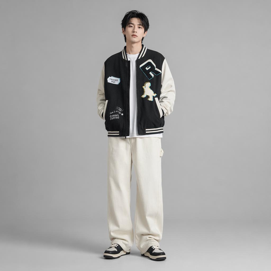 Li Ning X Disney Collaboration Hugging Dragon Series Letter Pattern Embroidered Long Sleeve Baseball Collar Loose Casual Jacket Men Jackets AFDU485-1