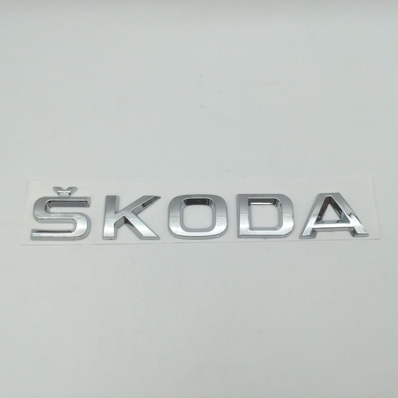 qhnkr5 1pcs 3D ABS high quality silver/black car Letter Emblem Rear tail trunk Decals badge sticker Decal styling For Skoda