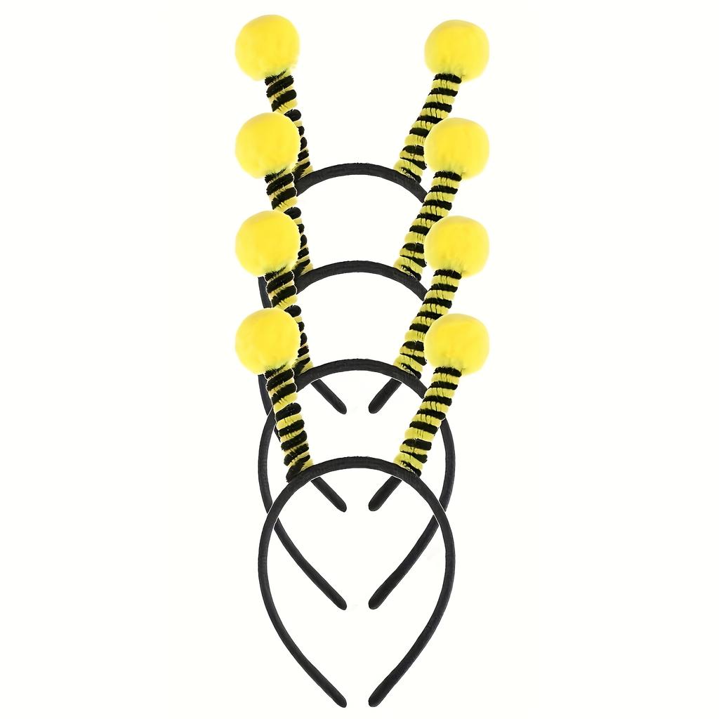 Bee Headbands with Antennae and Antennae Headwear, Plastic, Hand Wash Only, No Feathers, for Bee Themed Party Decorations, Universal Holiday Use