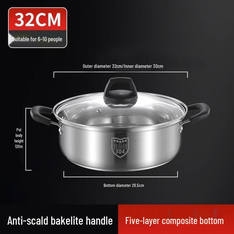 HANDUNYOU 304 Stainless Steel Soup Pot