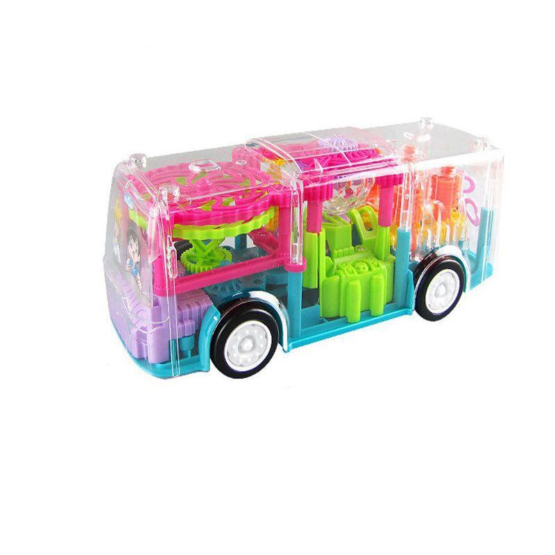 Electric Transparent Gear Led Light Music Car Model For Kids' Educational Toy Gift