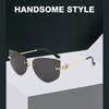 Cat Eye Metal Borderless Retro Men Women Sunglasses Fashion Trend Outdoor Sunscreen Sunshade Street Photography Glasses