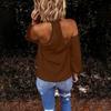 Women Solid Color Long Sleeve Sexy Halter Off Shoulder Back Zipper Blouse Top