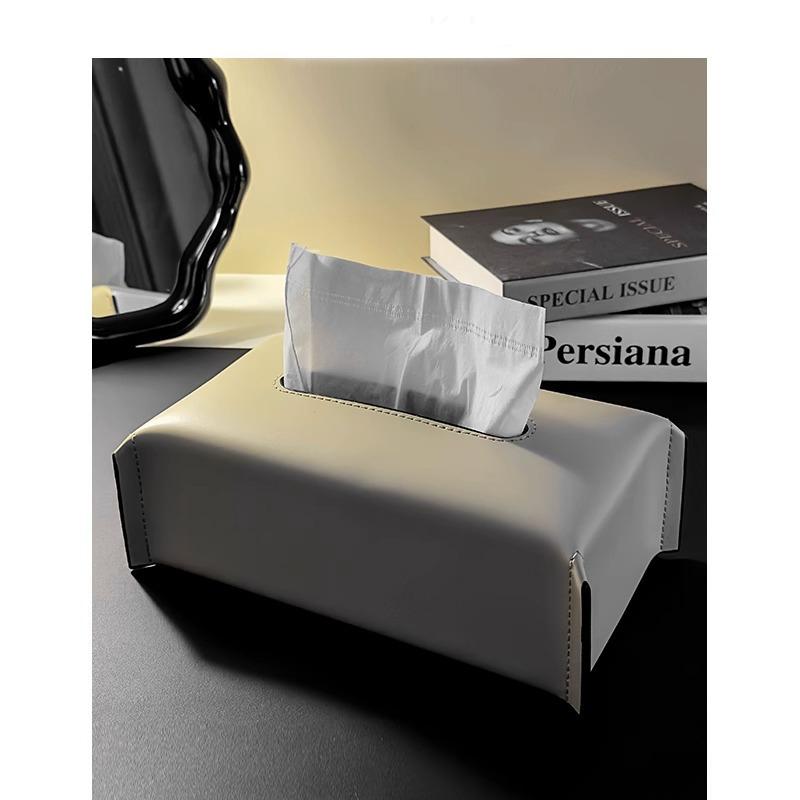 New Woven Tissue Box Leather Napkin Case Luxury Paper Cover Car Living Tissue Paper Holder Desktop Home Tabletop Decoration