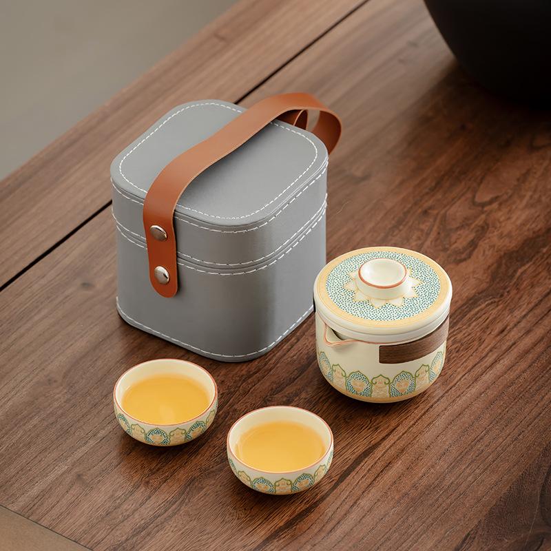 

Янхэ Гуюнь Портативный дорожный чайный набор Один чайник Две чашки Портативная экспресс-чашка Для пикника на природе Чайник Чайная чашка