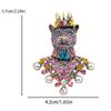 Antique Vintage Rhinestones Baroque Court Tiger Brooch Simulation Pearl Animal King Crown Corsage Pin Creative Jewelry Accessories