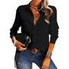 JPNTKY Women's Fashion Casual Solid Color Print Long Sleeve POLO Neck Blouses & Shirts