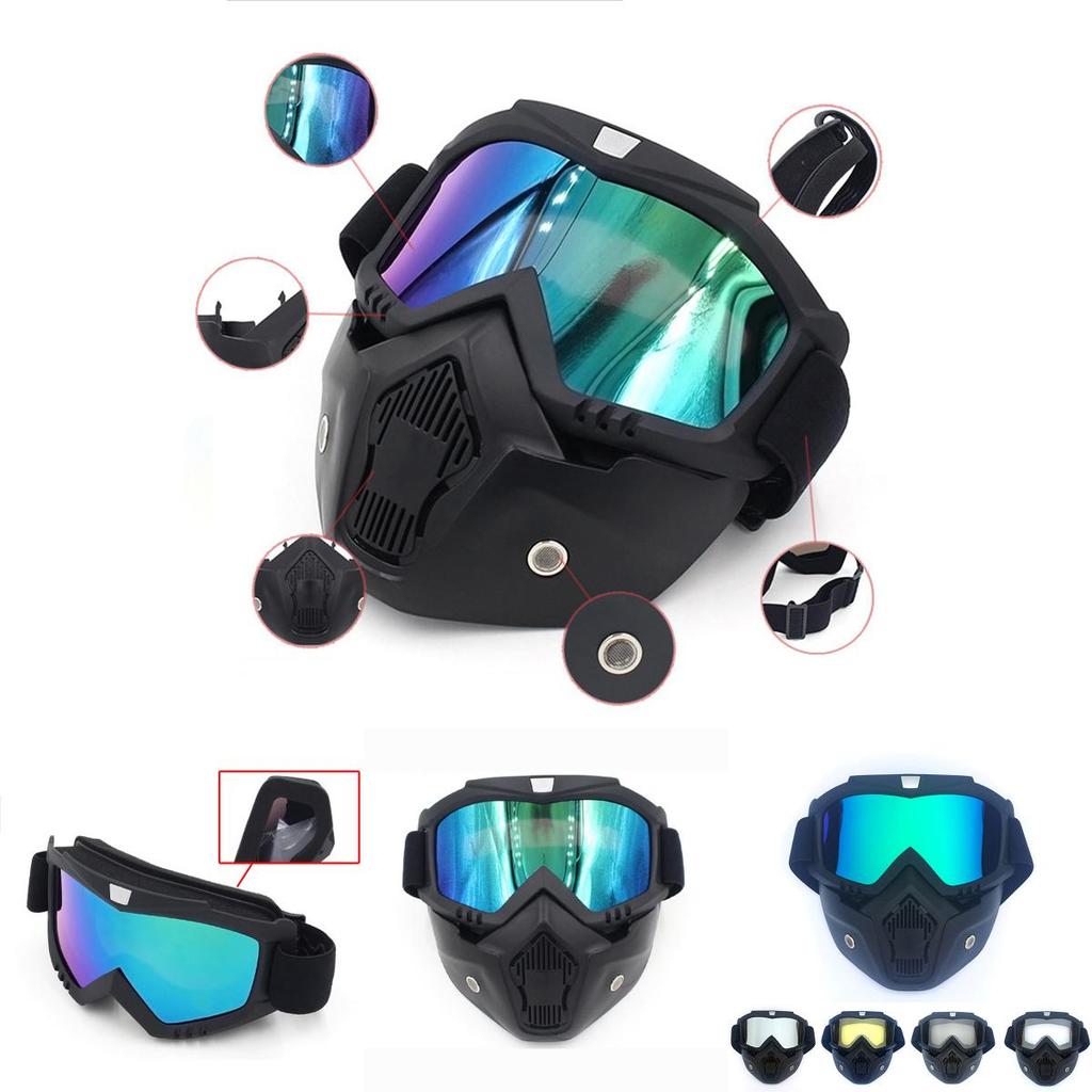 Adjustable Retro Full Face Mask Shield Goggles Glasses With Windproof And Anti-snow Blindness Features