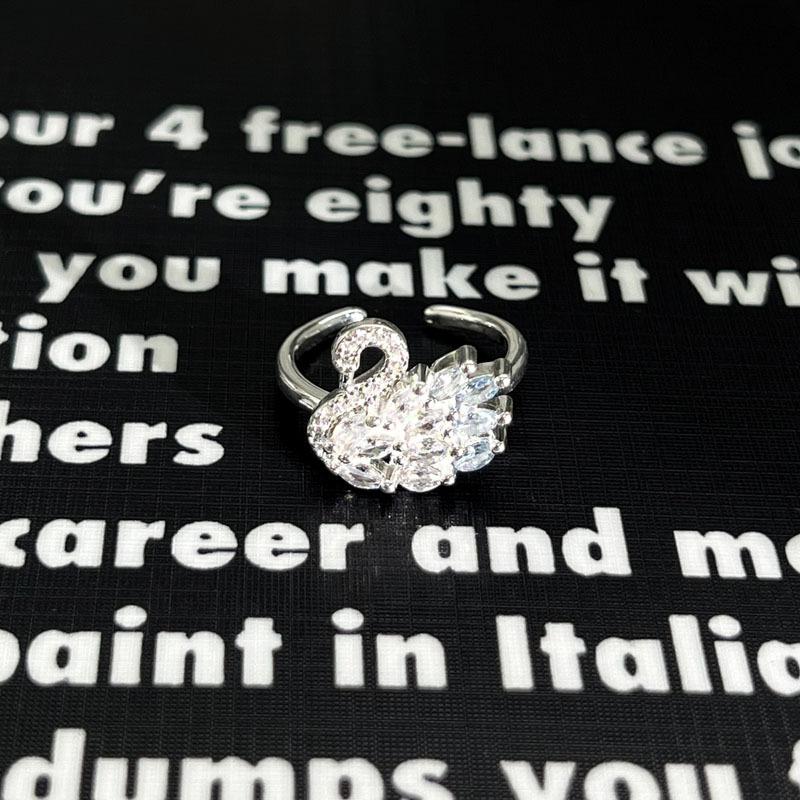 2026 Luxury Premium Silver Geometric Mix and Match Micro-set Crown Full Diamond Ring Female Swan Butterfly Fashion Temperament Ring Resizable