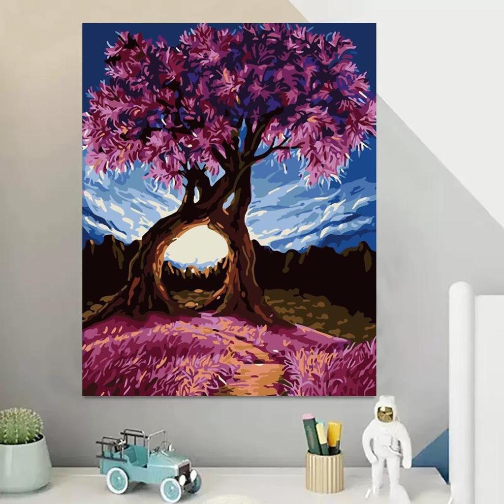 Frame Painting By Numbers For Adults Kit Tree Landscape Acrylic Paint Numbers For Home Decors Diy Gift 40x50