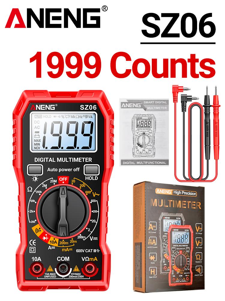 Digital Multimeter AC/DC Ammeter 1999 Counts Multitester 600V Voltmeter Multimetr Voltage Resistance Meter Diode Tool ANENG SZ06