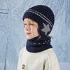Dětská čepice šála souprava zimní sametová teplá ochrana uší větruvzdorná pletená vlněná čepice chlapecká dívčí pulovr čepice