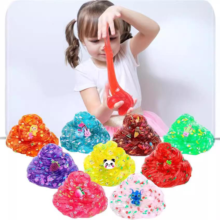 9-Piece Translucent Crystal Clay Slime Set - Ultra Soft, Glossy, and Crunchy Slime