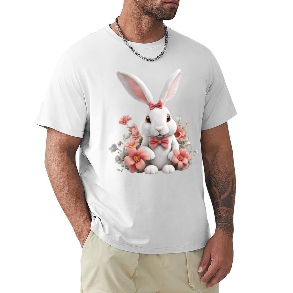 Happy Ester Bunny Funny Tshirt Nonshrink Basic Cotton Tshirt