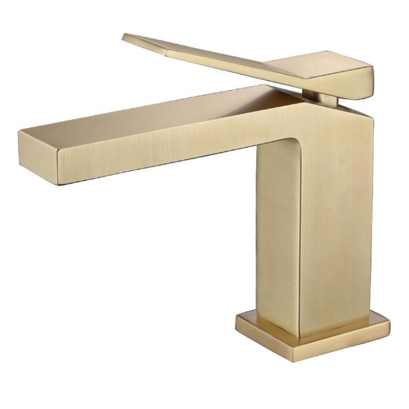 New Basin Faucet Bathroom Hot Cold Brush Gold Sink Mixer Crane Decked Single Lever Black Tap Mixer Brass Water Faucet