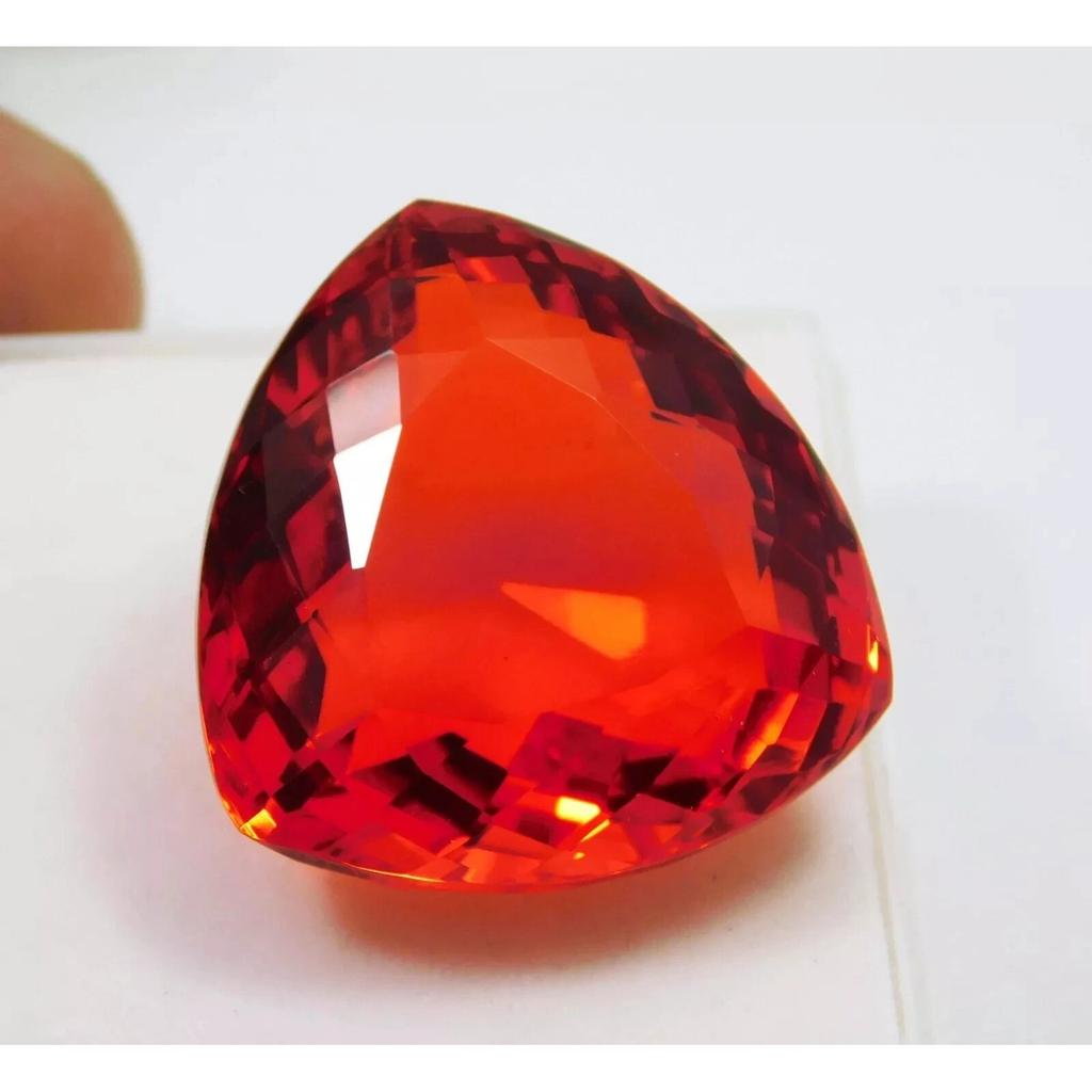 Stunning Fire Opal Trillion Mexican Red Orange Natural 80-82 Ct Gemstone