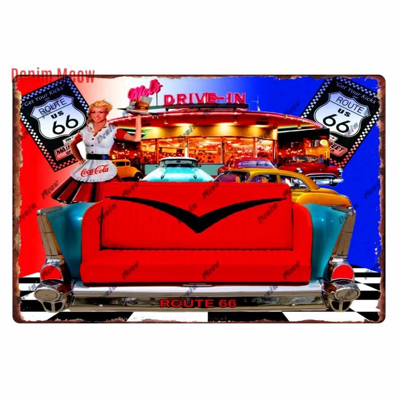 Vintage Metal Sign Plate, Garage Wall Decor, Man Cave, Gas Station Printing, Home Decor, Bar, Pub, Club, Retro, Route 66, WY1