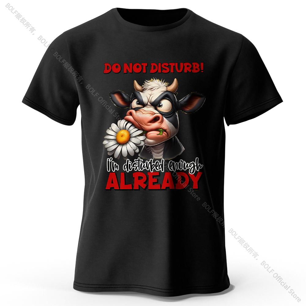 Cartoon Cow Print 100% Cotton T-Shirt, Soft & Breathable Round Neck Short Sleeve Tee, Unisex Fun & Whimsical Style