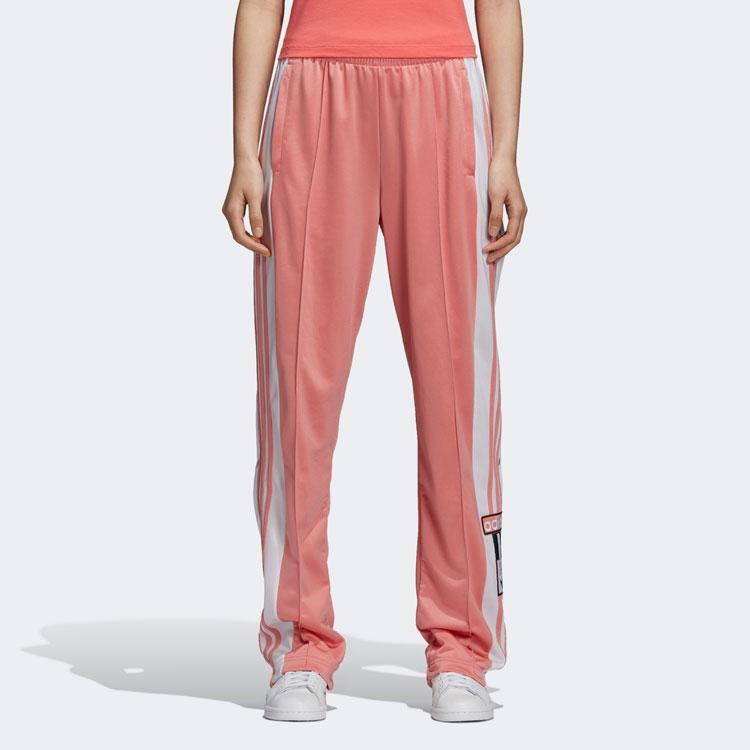 Adidas Originals Casual Retro Sports Striped Side Button Long Pants Women bottoms Rose-Red DN3163