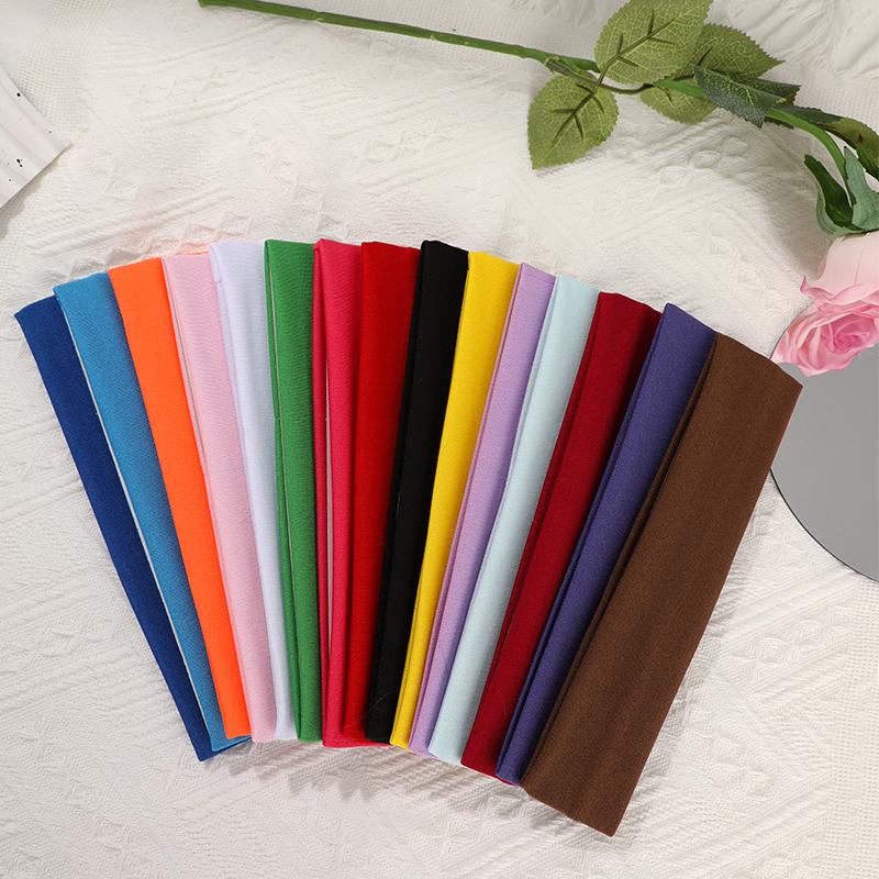 1PC Absorbing Sweat Headband Candy Color White Pink Blue Red Hairband Pure Cotton Simple Elastic Headbands Turban Headwear