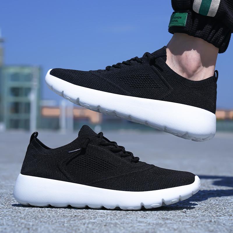 Live Broadcast Popular Flying Woven Shoes Men's Breathable Casual Shoes Sports Running Shoes Couple Mesh Lightweight Large Size Men's Shoes