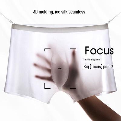 Men's Spring-Summer Ice Silk 3D Seamless Boxer Briefs – Lightweight, Transparent, Plus Size