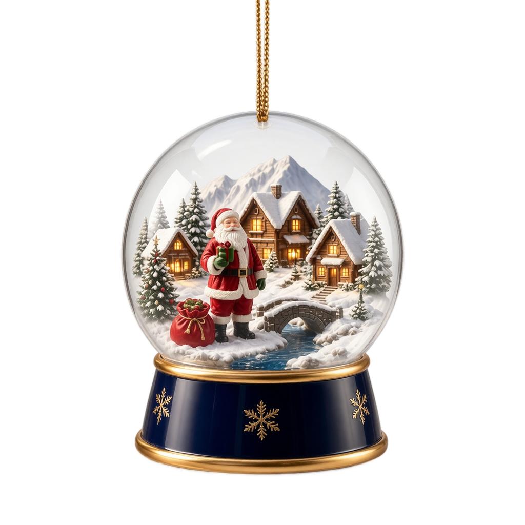 Christmas Acrylic Snow Ornament, Village Snow Scene Hanging Decoration for Christmas Tree, Holiday Home Decor Gift