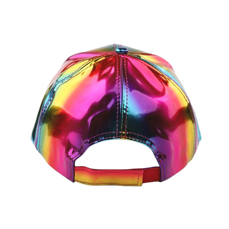 Unisex PU Rainbow Changing Baseball Hat Adult Laser Hip Hop Cap Outdoor Casual Snapback Shiny Party Dressing Hat