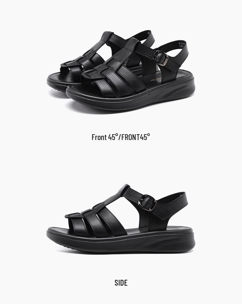 Red Dragonfly Women's Summer Roman Sandals - Soft Genuine Leather, Thick Sole, Outdoor.