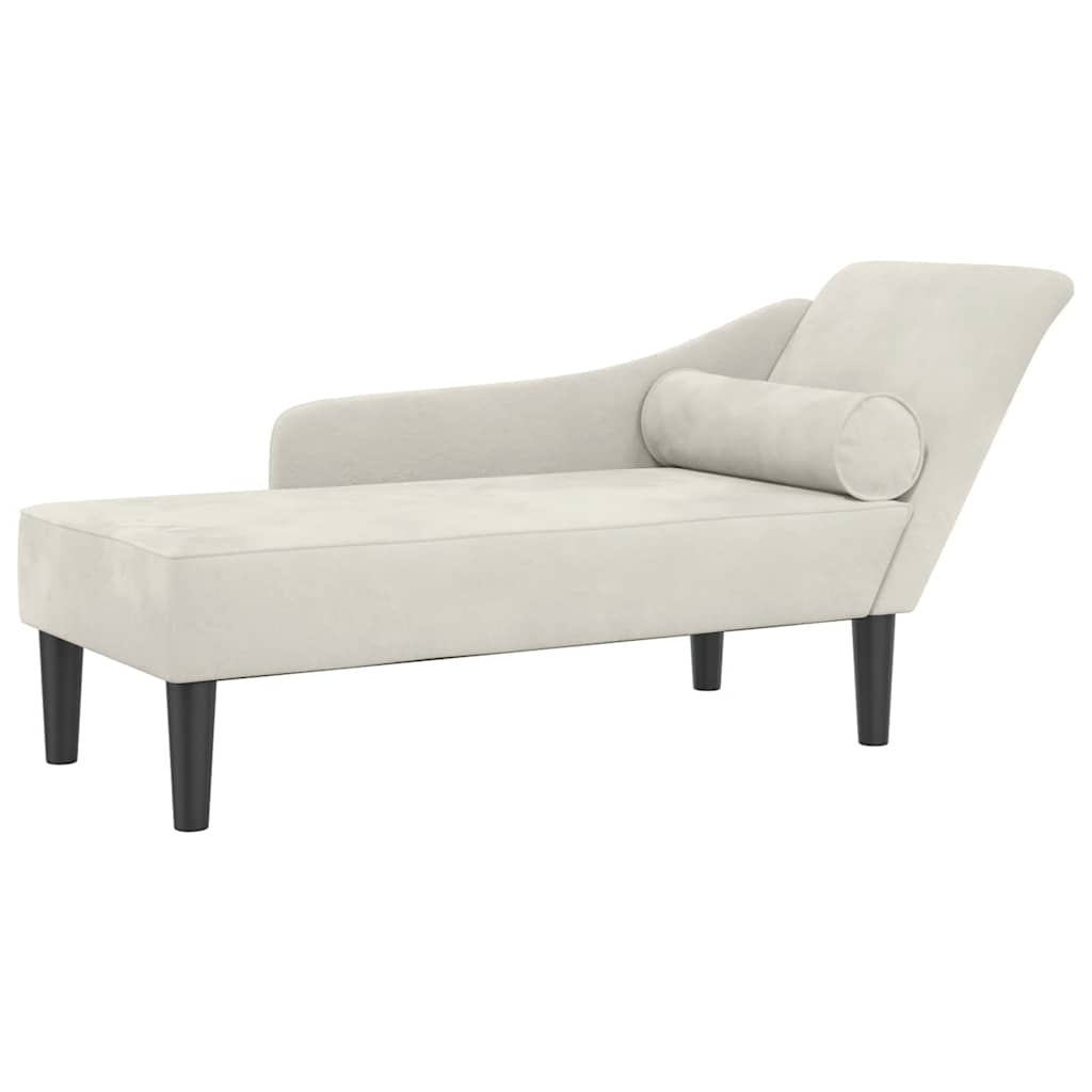 Cream Velvet Chaiselongue with Cushion