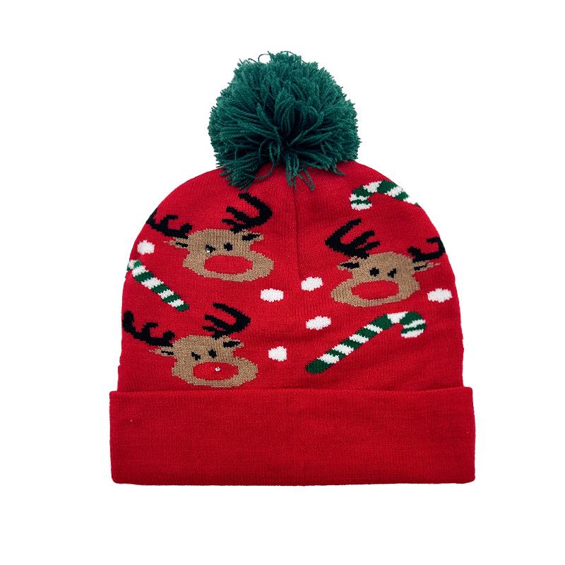 Hot Sale Jacquard Christmas Hat Hairball Ruffled New Year's Gift Winter Warm Cover Knitted Hat