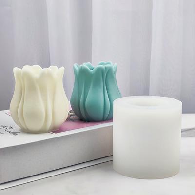 Large Tulip Flower Candle Mold 3D Silicone Mould Aromatherapy Candle Plaster Making Handmade Tool Cake Baking Mold Home Decor