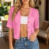 Damen Strick Offene Vorderseite Strand Überwurf - Kurzarm Cropped Cardigan für Sommer Strandurlaube