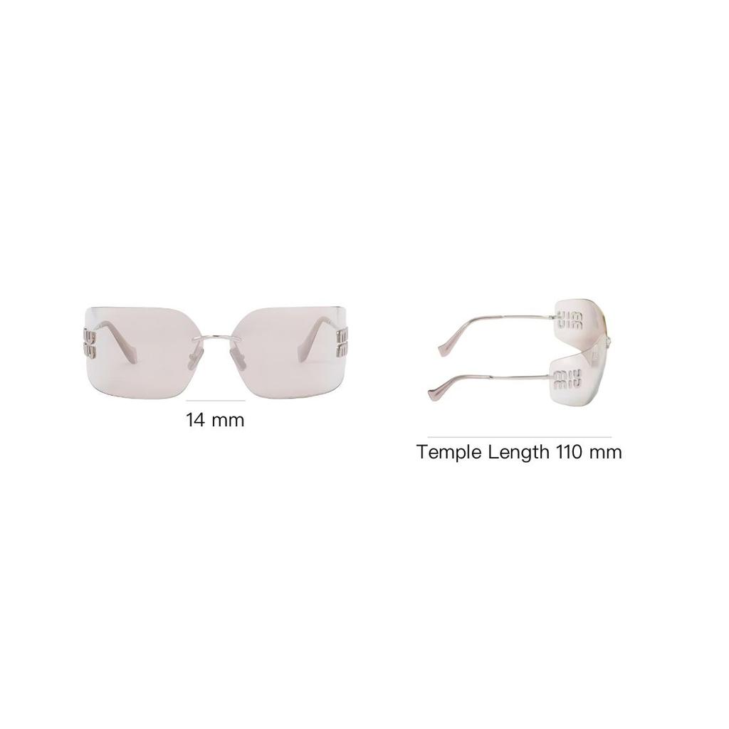 Miu Miu Curved Rimless Lens Irregular Shape Sunglasses Women sunglasses Steel SMU54Y-1BC10F